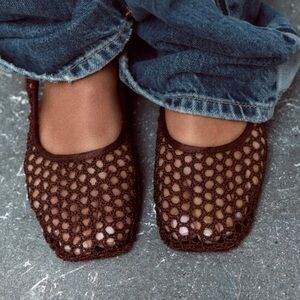 Zara Woven Slingback Flat Brown 🥥Size 37 EU